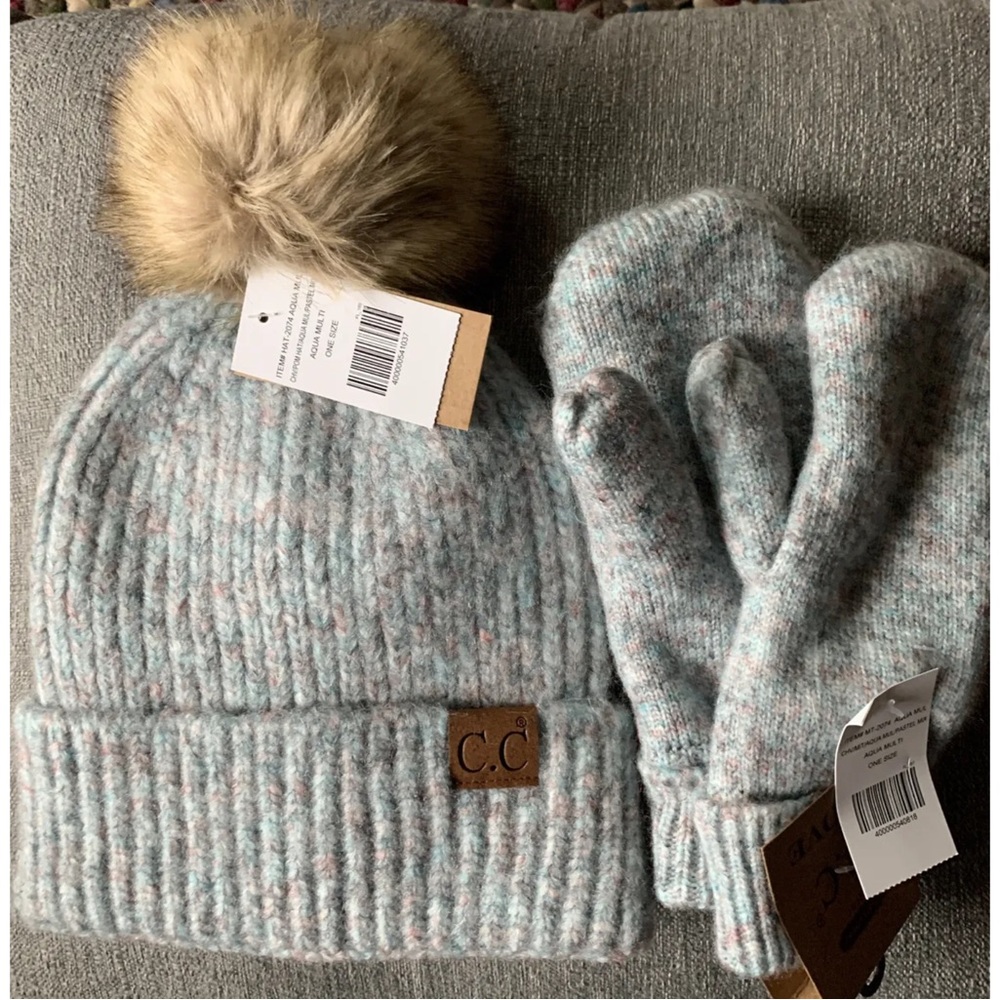 C.C Beanie Hat and Mittens matching set